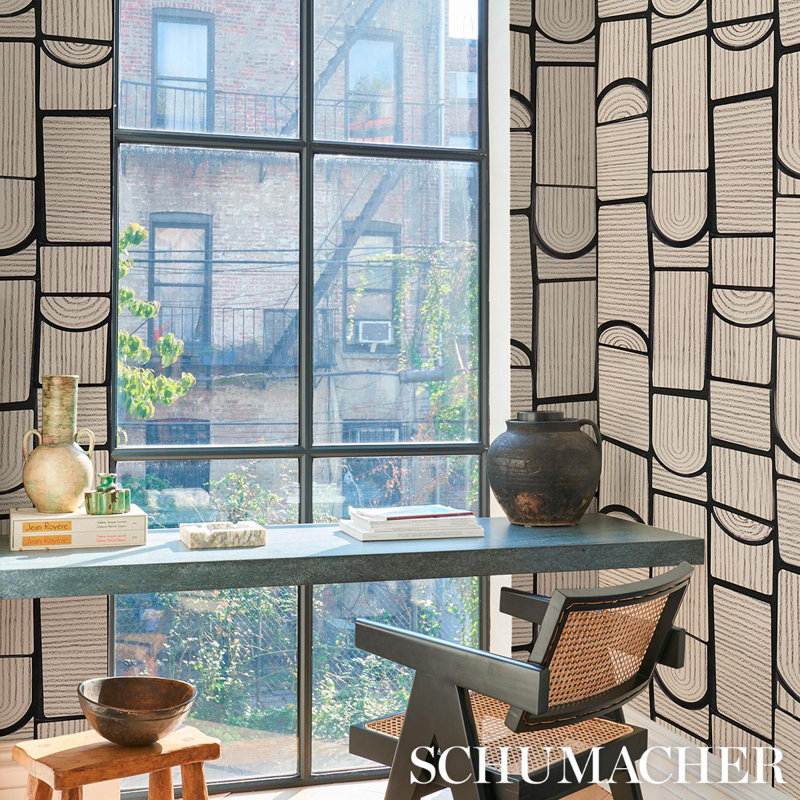 Schumacher x Backdrop Bloomsbury Wallpaper, Carbon
