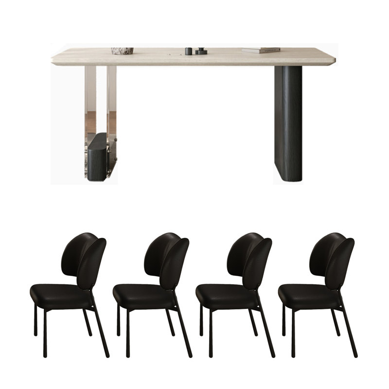 Retro-style rectangular dining table set, 29.52"H x 78.74"L x 31.49"W