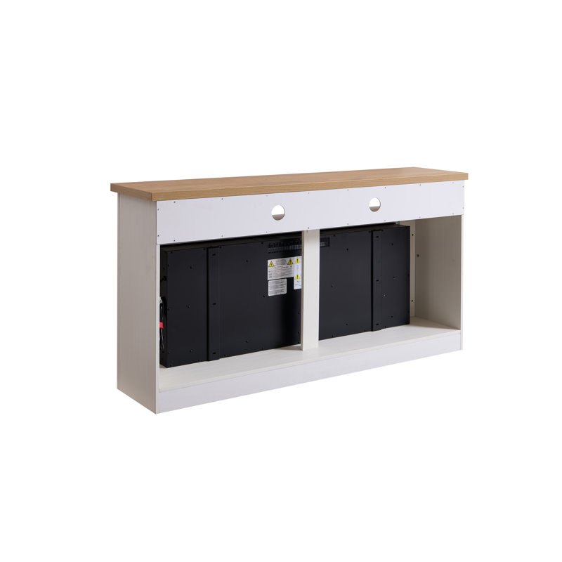 60 inch Fireplace TV Stand for TVs up to 70",with 50"smart Electric Fireplace,white, 32" H x 60" W x 13.75" D