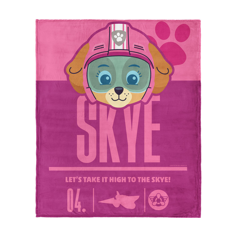 Paw Patrol High to the Silk Touch Throw Blanket Sky-High Adventure Graphic for Paw Patrol Fans, Skye, Pink, 80" L x 60" W