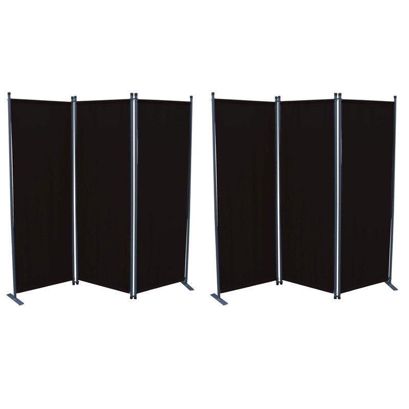 Guerra 170cm H Folding Room Divider, Black, 3