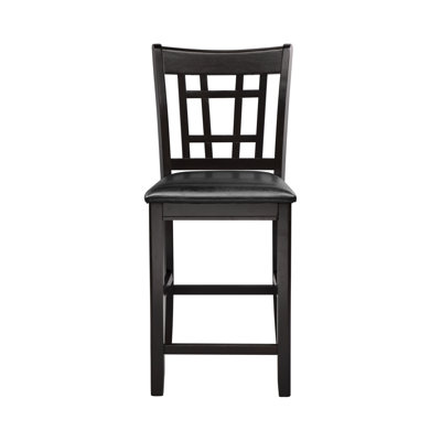 Classic Style Counter Height Chairs 2Pc Faux Leather Upholstery Dining Furniture
