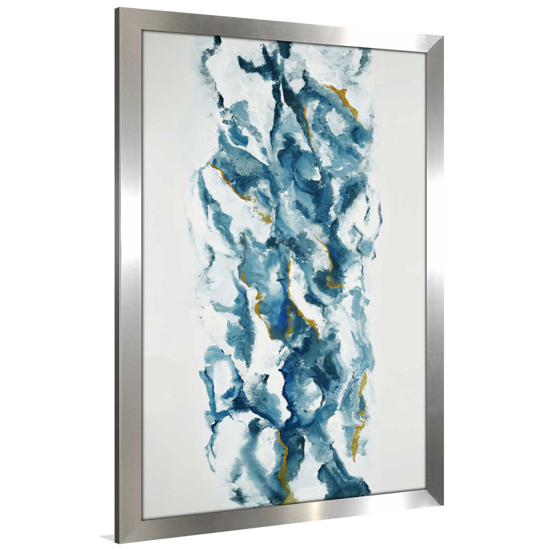Into The Blue (Vert) - Imprimé, H 27,5 po x l 21,5 po x P 0,75 po, Encadrement argenté