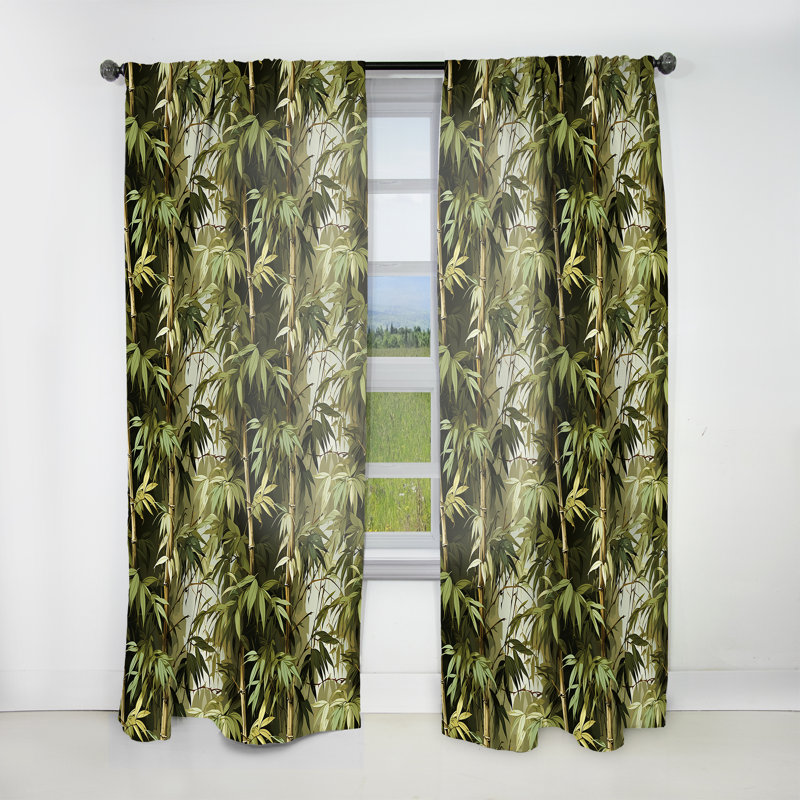 Bamboo Retreat - motif tropical - rideau floral - velours obscurcissant - 1 panneau, L 52 po x L 90 po