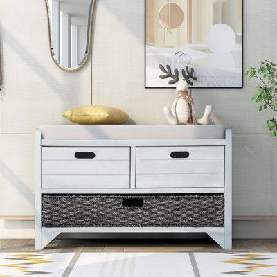 Entryway Bench with Removable Basket and Drawers