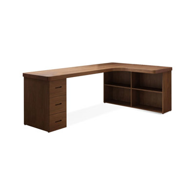 Nut-brown L-Shaped Solid Wood desks