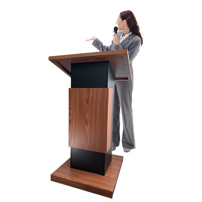 Podium en bois moderne avec tablette de rangement et roulettes