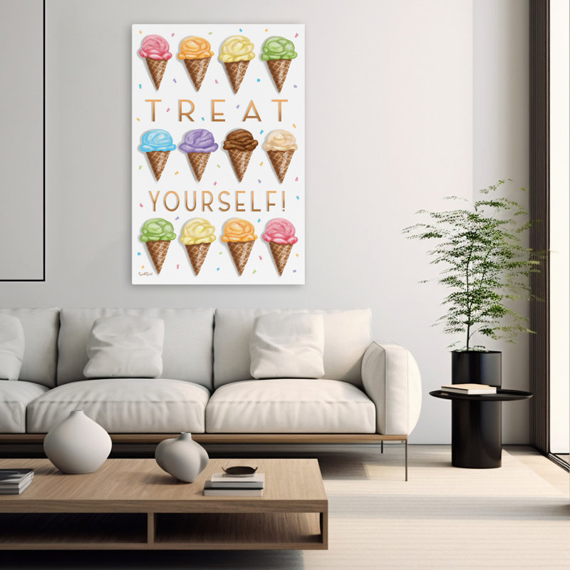Traiter la crème glacée - Art contemporain inspirant des cornets de crème glacée, H 40 po x l 60 po