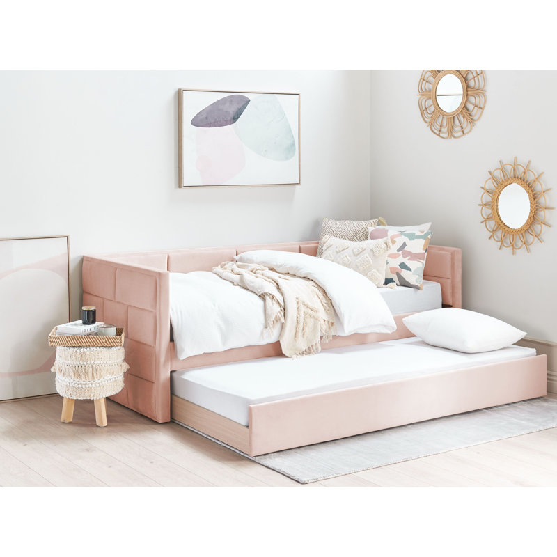 Anilu Upholstered Daybed with Trundle, Pink