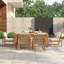 Ensemble de salle à manger rustique en bois d'acacia pour 6 personnes avec trou pour parasol, coussins confortables et fabrication durable pour l'extérieur-126658557