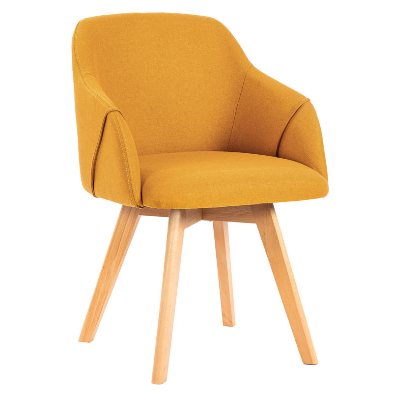 Fegan Swivel Linen Upholstered Back Side Chair, Yellow, 4