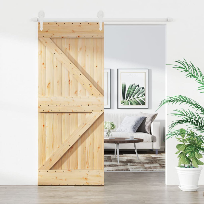 Porte coulissante avec quincaillerie Vidaxl, 33,5 po x 82,7 po, Noir/naturel