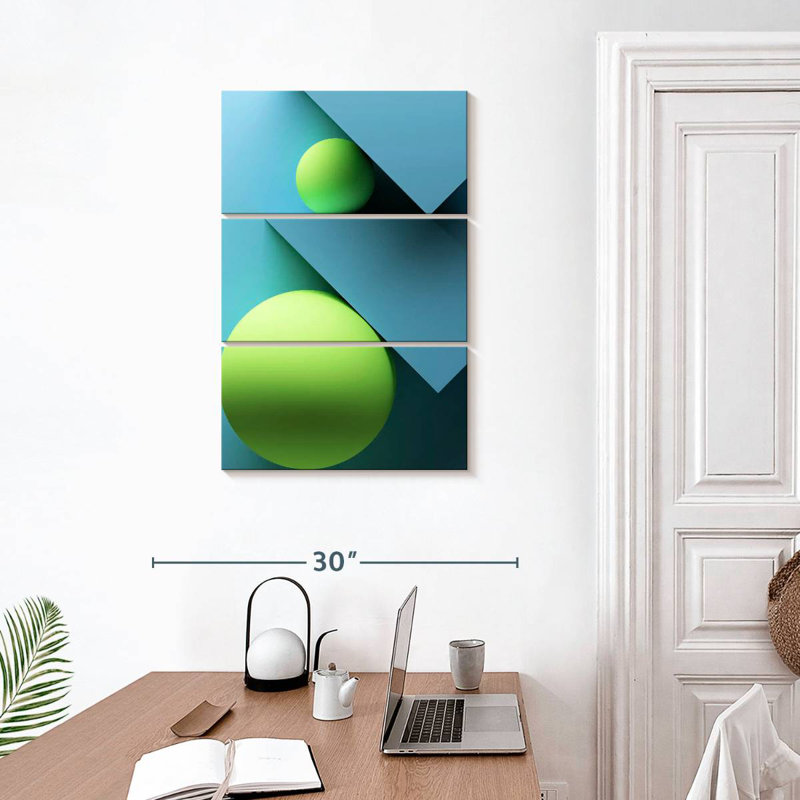 Avery Green Circles And Blue Triangles, 32" H x 20" W