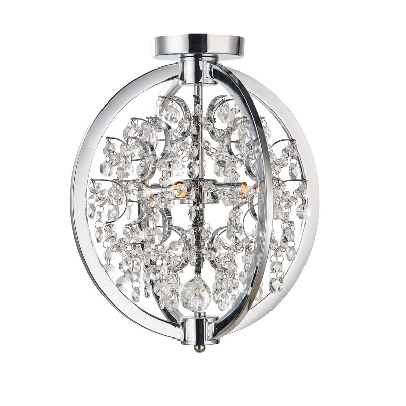 Plafonnier encastré 4 lumières 14 po Nels, Chrome