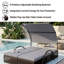 Double chaise longue d'extérieur à structure en acier - Lit de jour inclinable réglable à 5 positions avec auvent incurvé et table d'appoint cachée pour la piscine, la terrasse ou le jardin-830403193