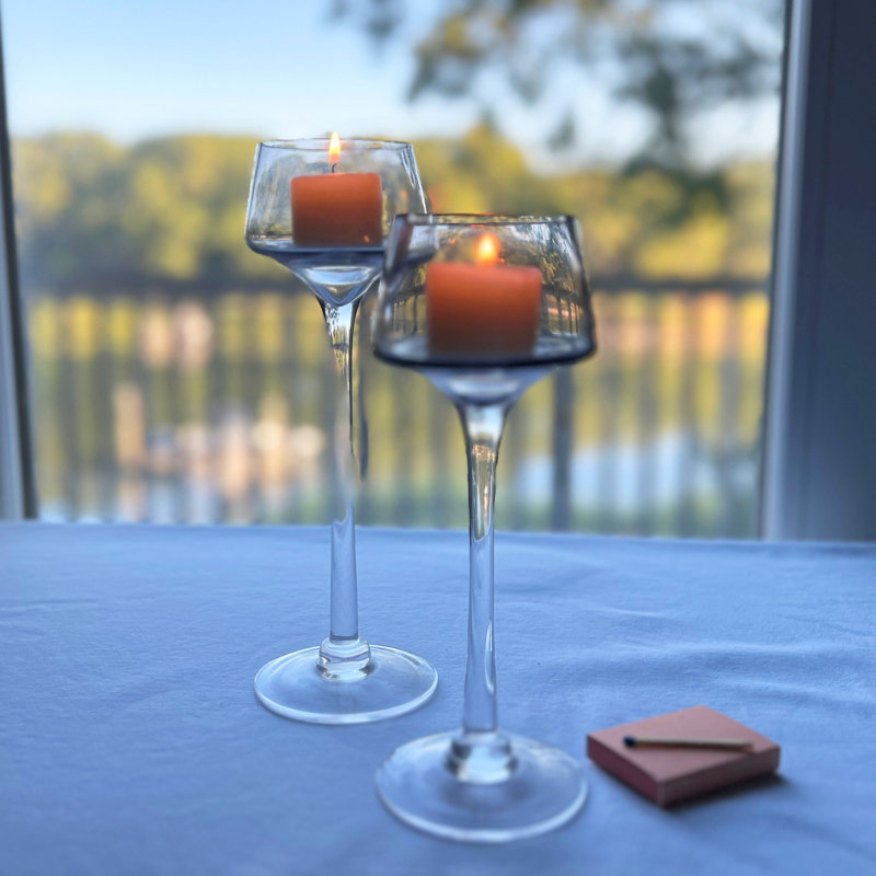 Rimmed Tea Light Candle Holders, Silver/Gray
