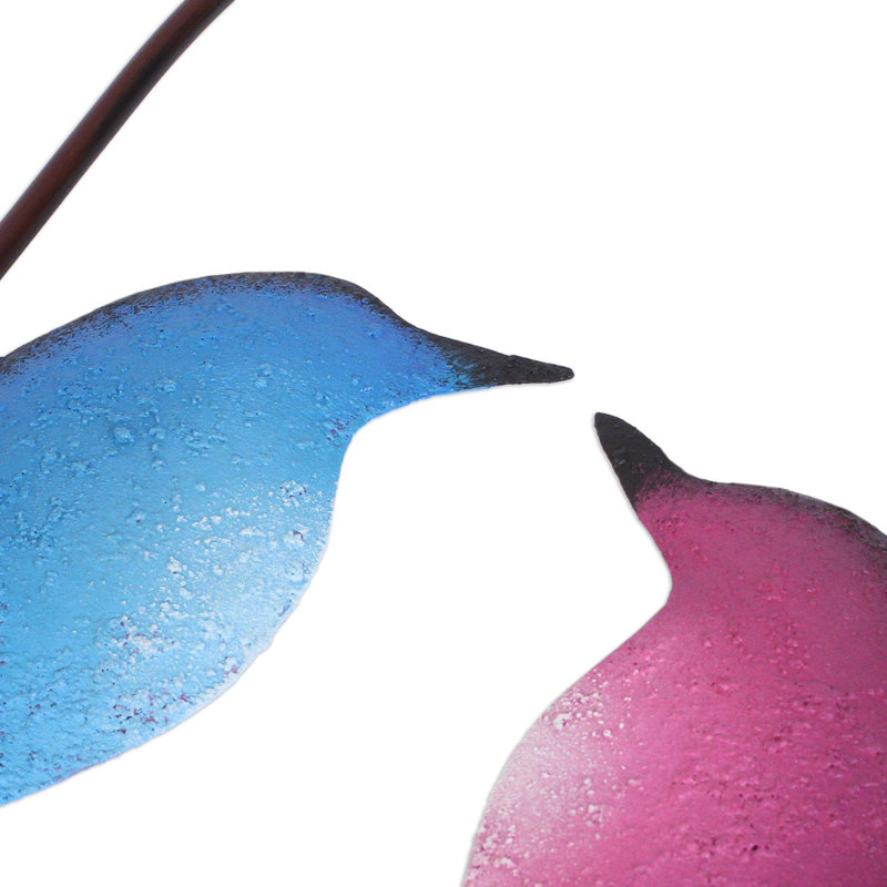 Sculpture murale en acier pour oiseaux romantique