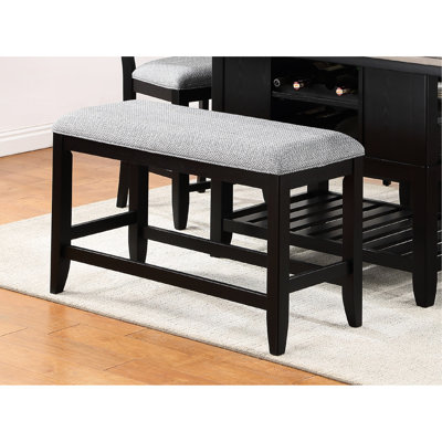 Banc de salle à manger à hauteur de comptoir en tissu gris foncé Transition