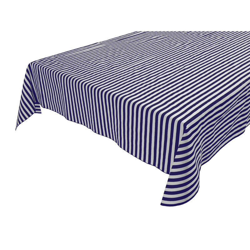 Nappes demi-pouce à rayures, 36 po carré, Blanc / bleu marine
