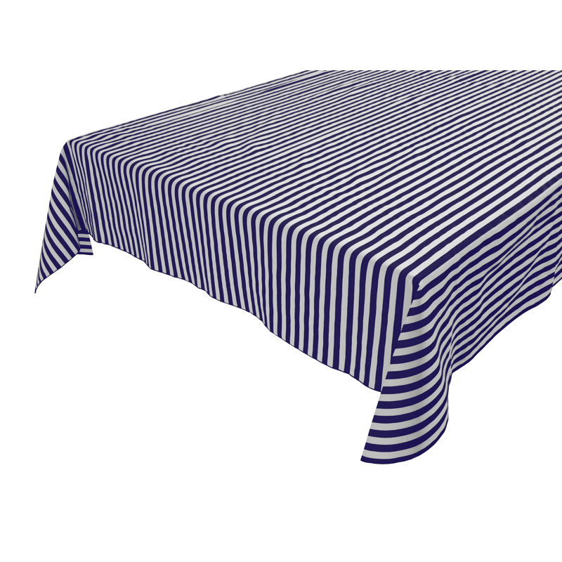 Nappes demi-pouce à rayures, 48 po carré, Blanc / bleu marine