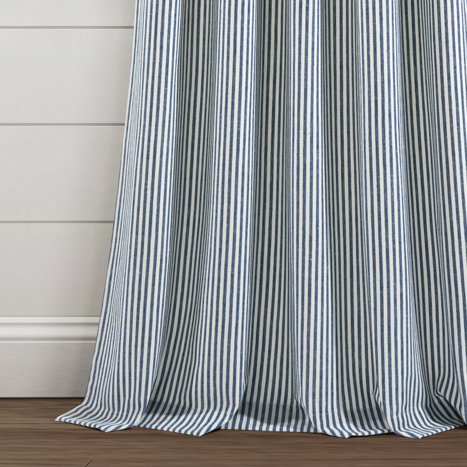 Bruno Cotton Semi-Sheer Curtain Panel Set, Navy, 40" W x 95" L