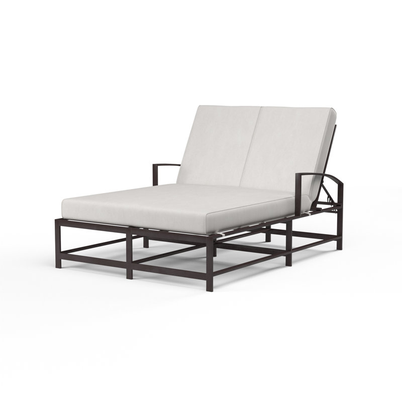 Double chaise longue inclinable 72 po avec coussins Mulcahey Sunbrella, Toile lin Sunbrella®