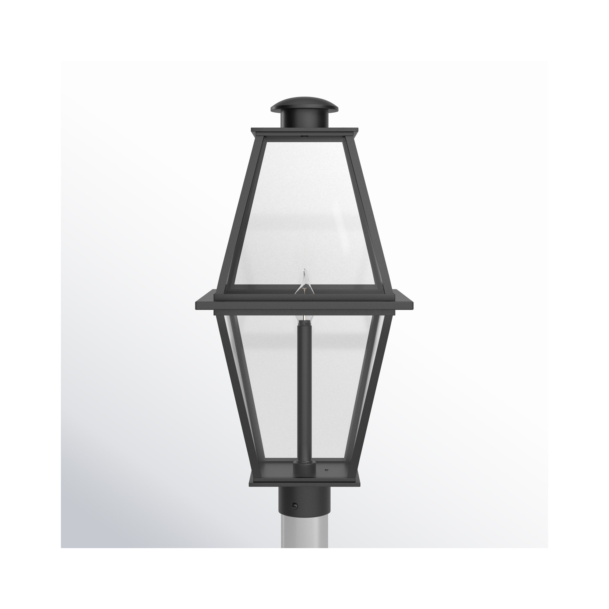 Asuka Transparent Metal Outdoor Lantern Head, Textured Black