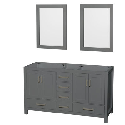 Base de meuble-lavabo double autoportante 59 "avec miroirs 24" Sheffield