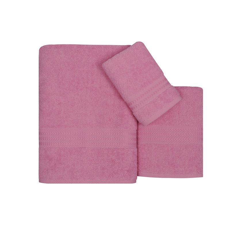 Luxurious 3-Piece Towel Set, 100% Cotton, Pink | Includes Wash Towel (11.8 x 19.7 in), Hand Towel (19.7 x 35.4 in), Bath Towel (27.6 x 55.1 in) | 500 GSM | Machine Washable, Comes in Elegant Gift Box, Perfect for Home & Spa