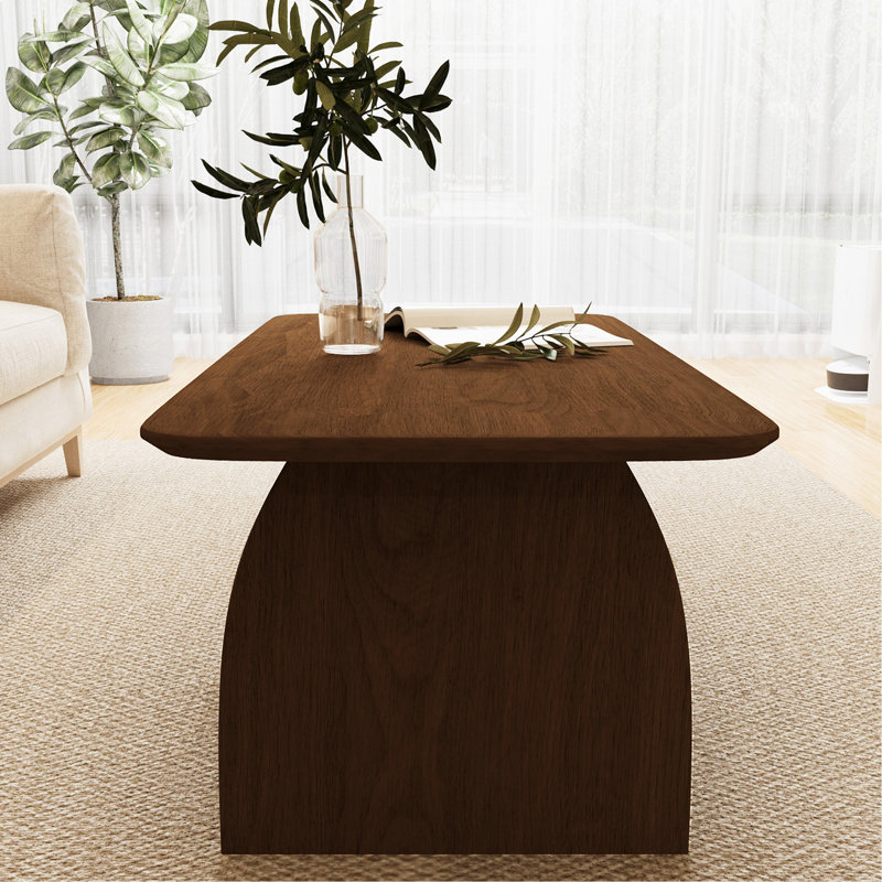 Table basse de salon moderne et minimaliste, rectangulaire double épaisseur de 47 pouces avec fonction de rangement, design arrondi de sécurité, matériau en bois aggloméré, convient pour un assemblage facile dans les salons