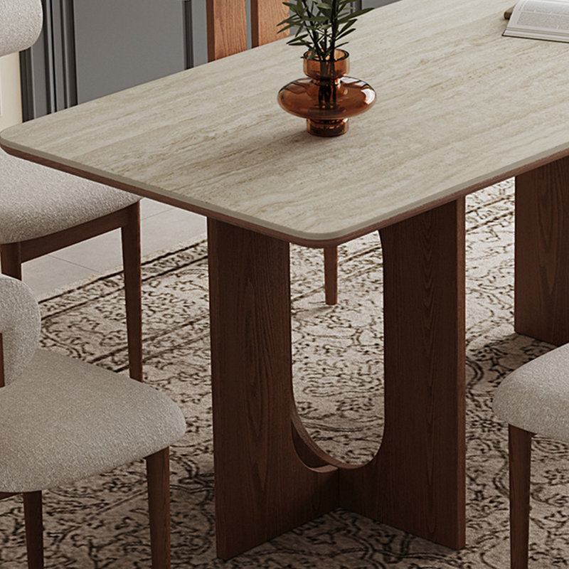 Ensemble de table de salle à manger et de chaises en pierre durable, 29,5 x L 70,86 po x l 31,49 po