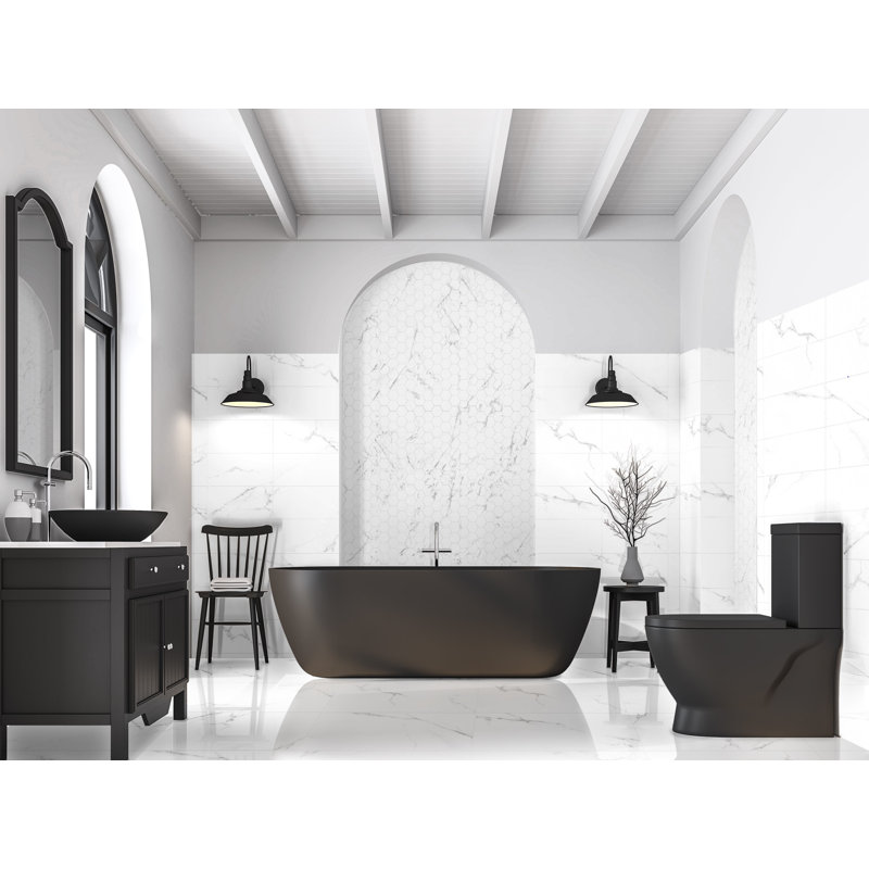 Augusta Collection 24" x 48" Porcelain Marble Look Wall & Floor Tile, White/Gold