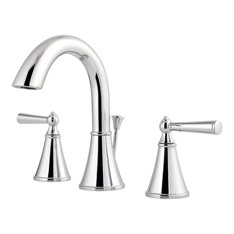 Saxton Double Handle Widespread Bathroom Faucet with Drain Assembly, Polished Chrome