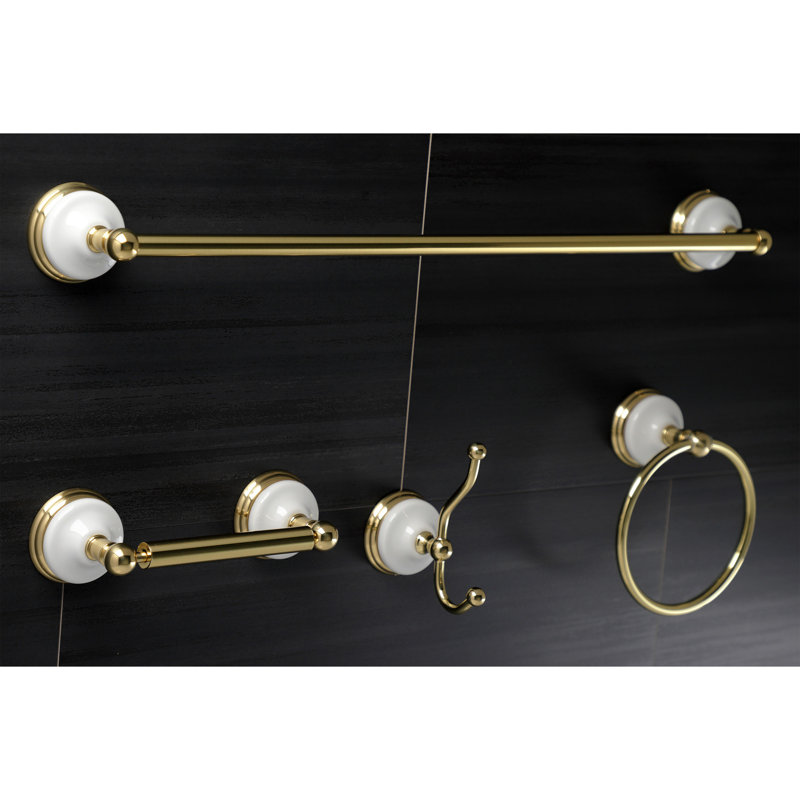 Ensemble de quincaillerie de salle de bain victorienne 4 pièces, Laiton poli, 24 po