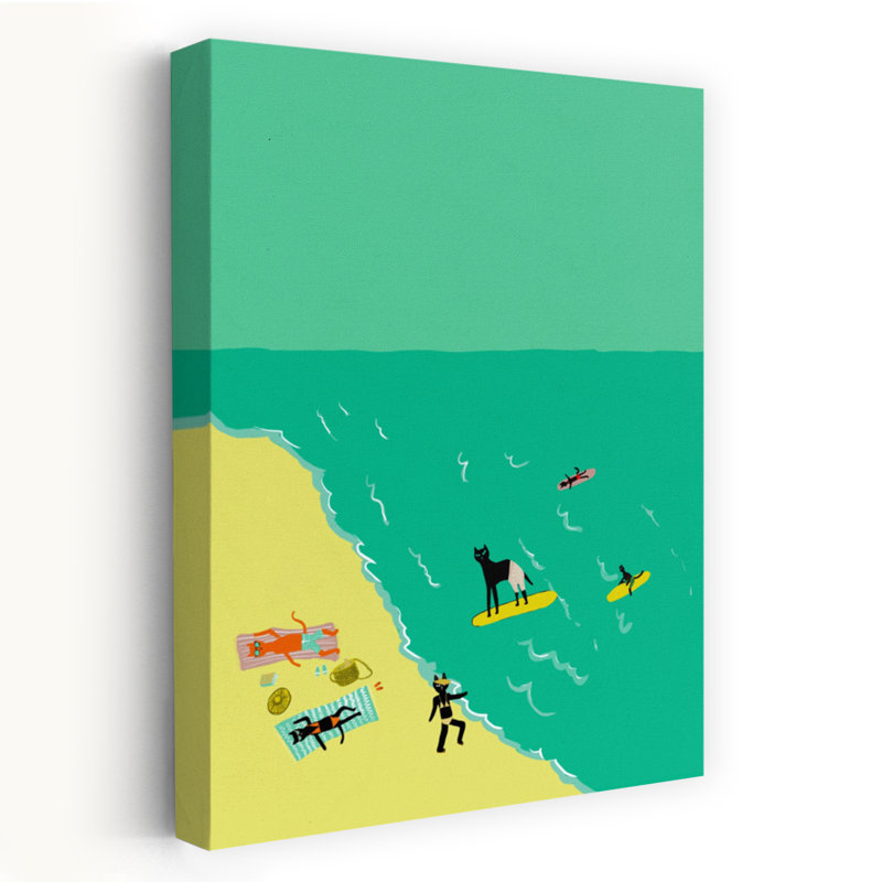 Cats Summer Beach Day by Sharyn Bursic - Wrapped Canvas Print, 45.72 cm H x 30.48 cm W