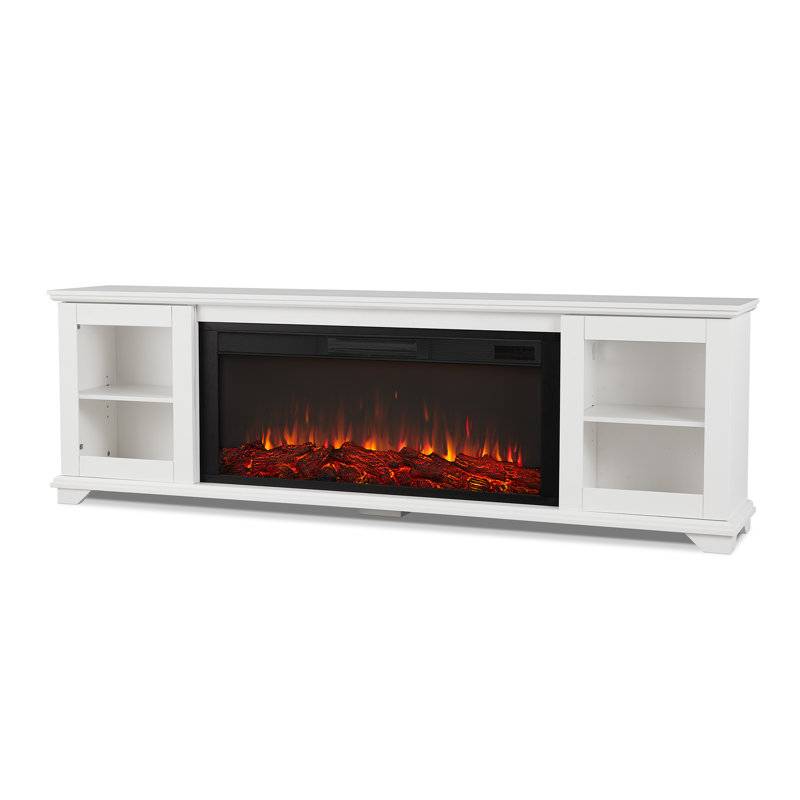 Benjamin 81" Landscape TV Stand with Electric Fireplace by Real Flame, White, Standard