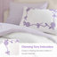 Ensemble de couette 4 pièces en microfibre brodée à motifs floraux violet, taille Twin/Twin XL