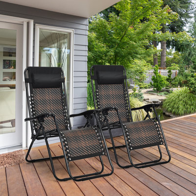 Akmini 155 cm Long Sun Lounger with Cushions Patio Chaise Lounge