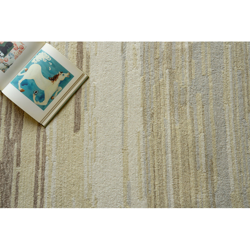 Acacia Hand Tufted New Zealand Wool Taupe/Ivory Area Rug, 6'X9'