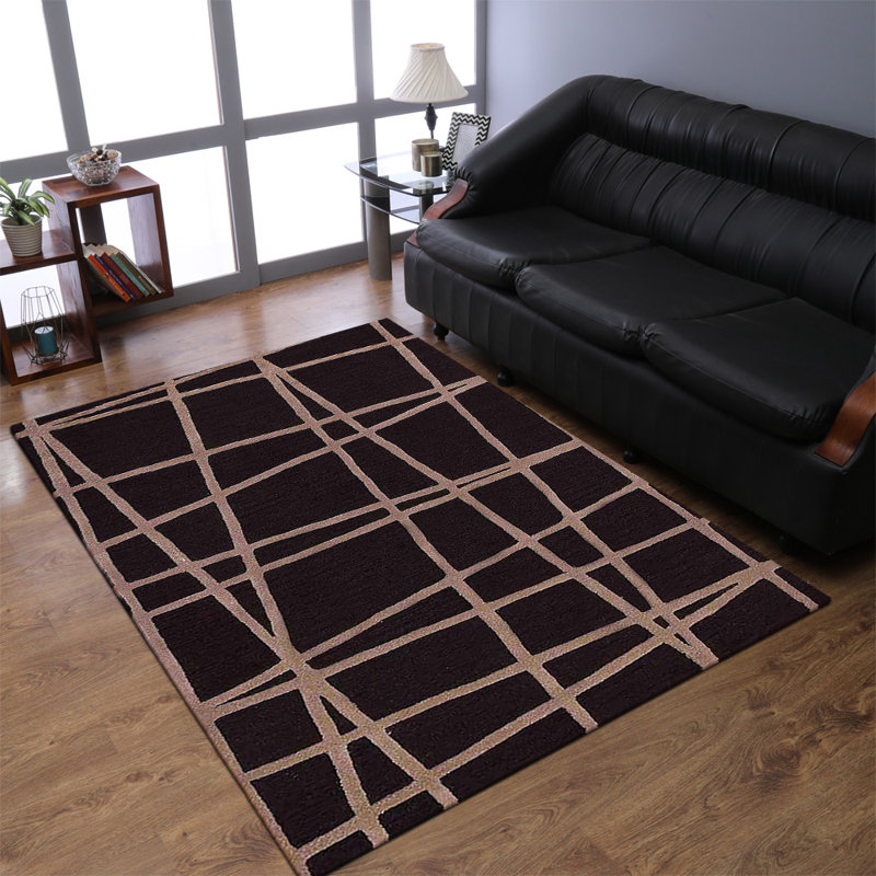 Cartley Hand Tufted Wool Eco-Friendly Area Rugs - Rectangle, Brown Color, Contemporary Modern Design, High Pile Thick Handmade Anti Skid Area Rugs for Living Room, Bed Room