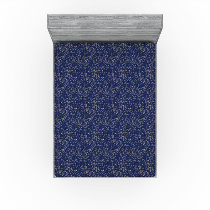 Drap-housse Ambesonne, Lavande foncé, moutarde / floral, Drap-housse grand