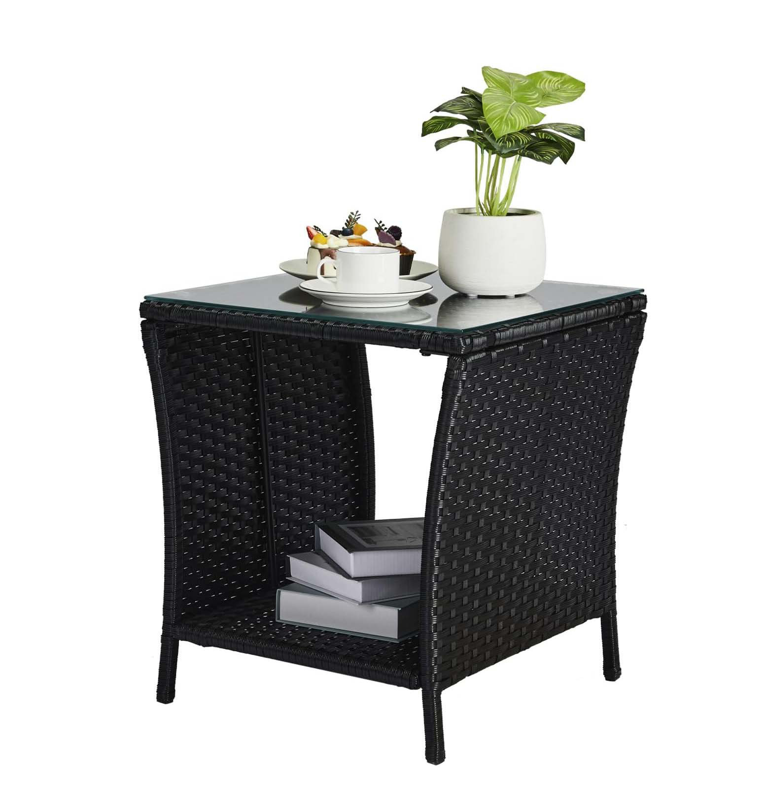 Hokku Designs Outdoor Wicker Side Table Patio Side Tables for Outside ...