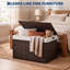 Panier de rangement en osier 160L avec couvercle, grande boîte à couvertures en rotin pour placard à linge-742184124