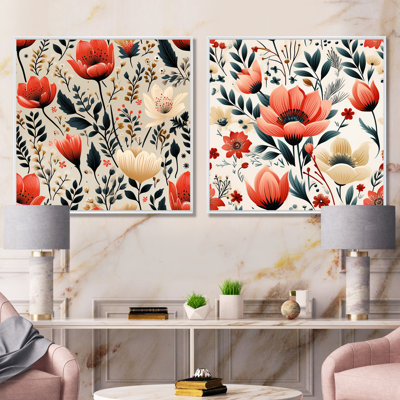 Heintz - ensemble de 2 reproductions d'art sur toile florales