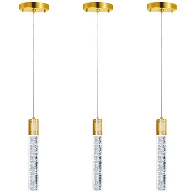 3 - Light Led Crystal Pendant (Set Of 3)