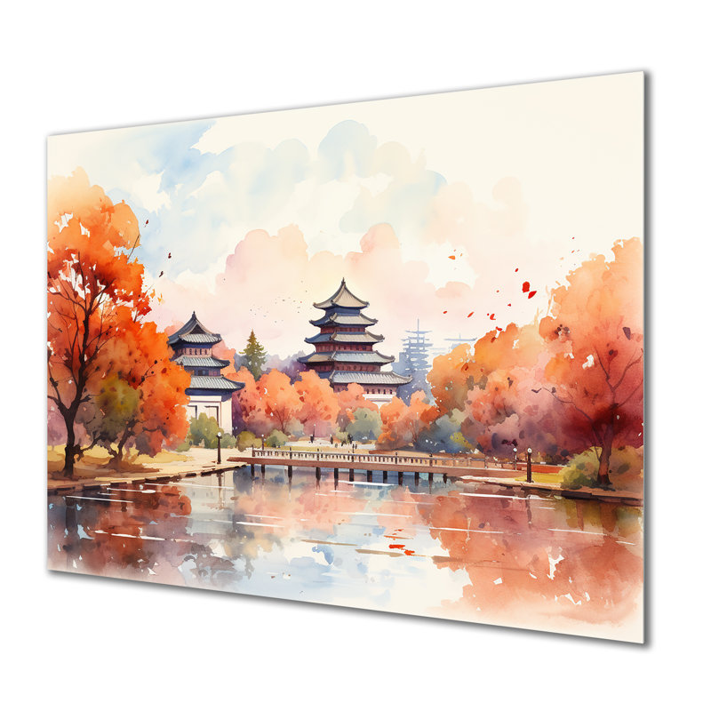 China China Autumn Serenity - Art mural en porcelaine, H 12 po x l 20 po x P 1 po