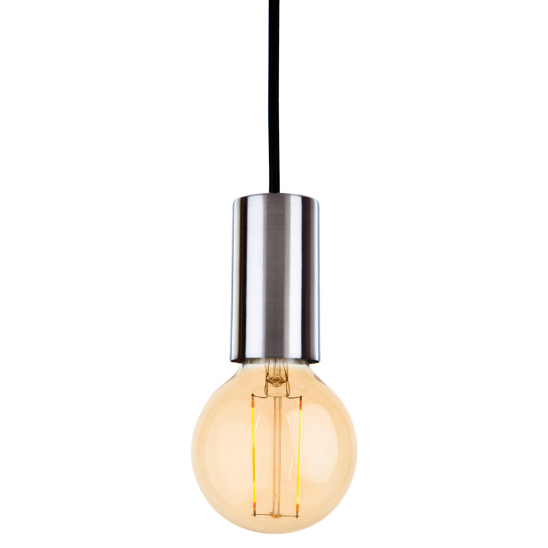 1 - Light Bulb Pendant, Brushed Steel