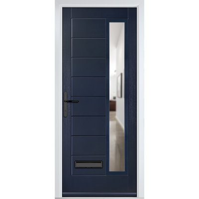 Crystal GRP Front door Monza Right Slate Grey 920mm x 2090mm Open in Right hand Clear Glass
