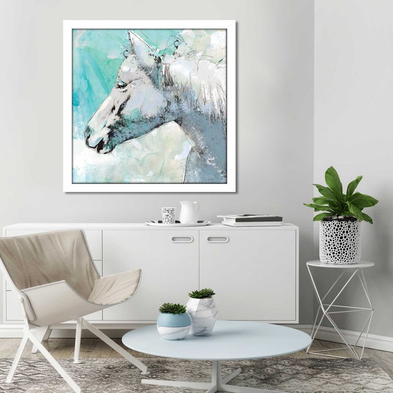 «Happy Trails» par Carol Robinson - Peinture, H 25,5 po x l 25,5 po x P 1 po, Cadre blanc