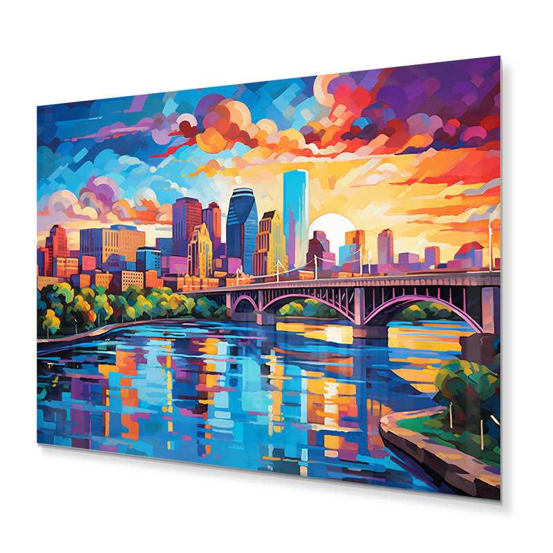 «Colorful City Minneapolis Popart I», reproduction sur métal sans cadre, H 12 po x l 20 po x P 1 po